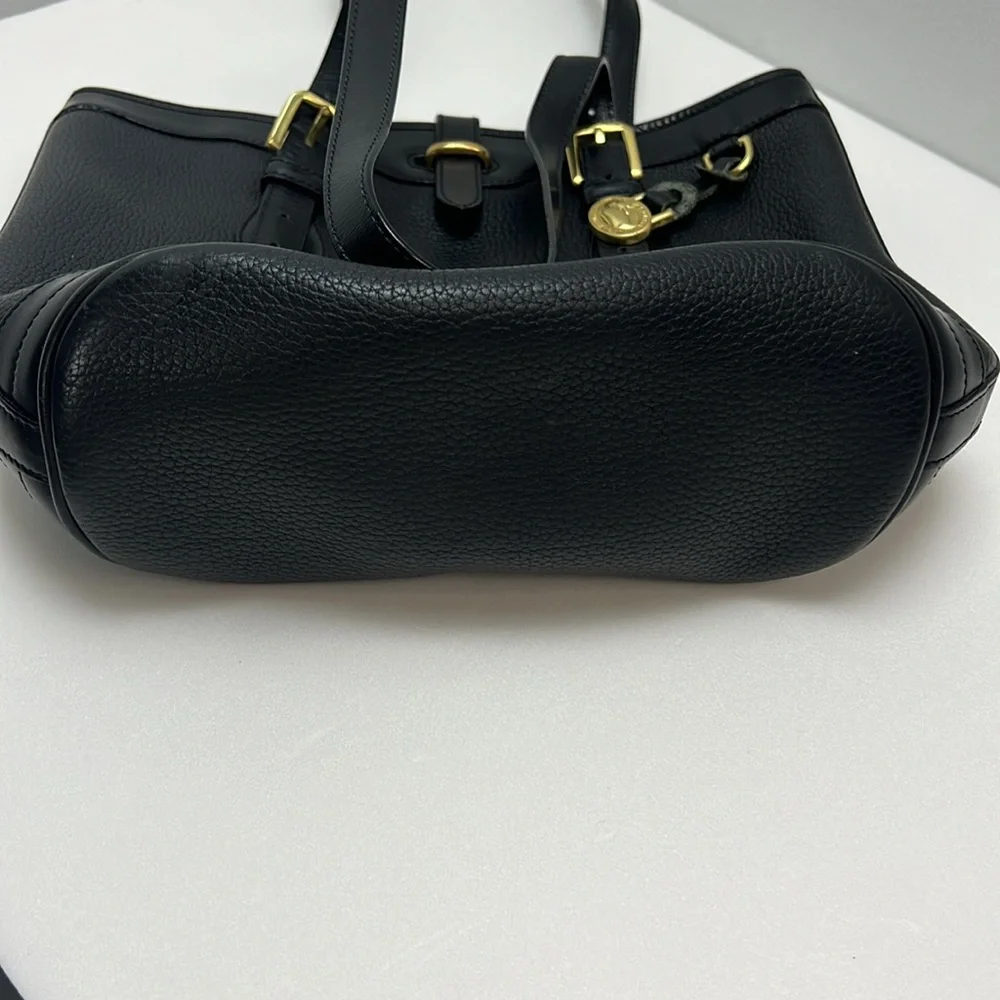 Vintage Dooney & Bourke Black All Weather Leather Pebbled Tote Gold Hardware - Picture 9 of 15